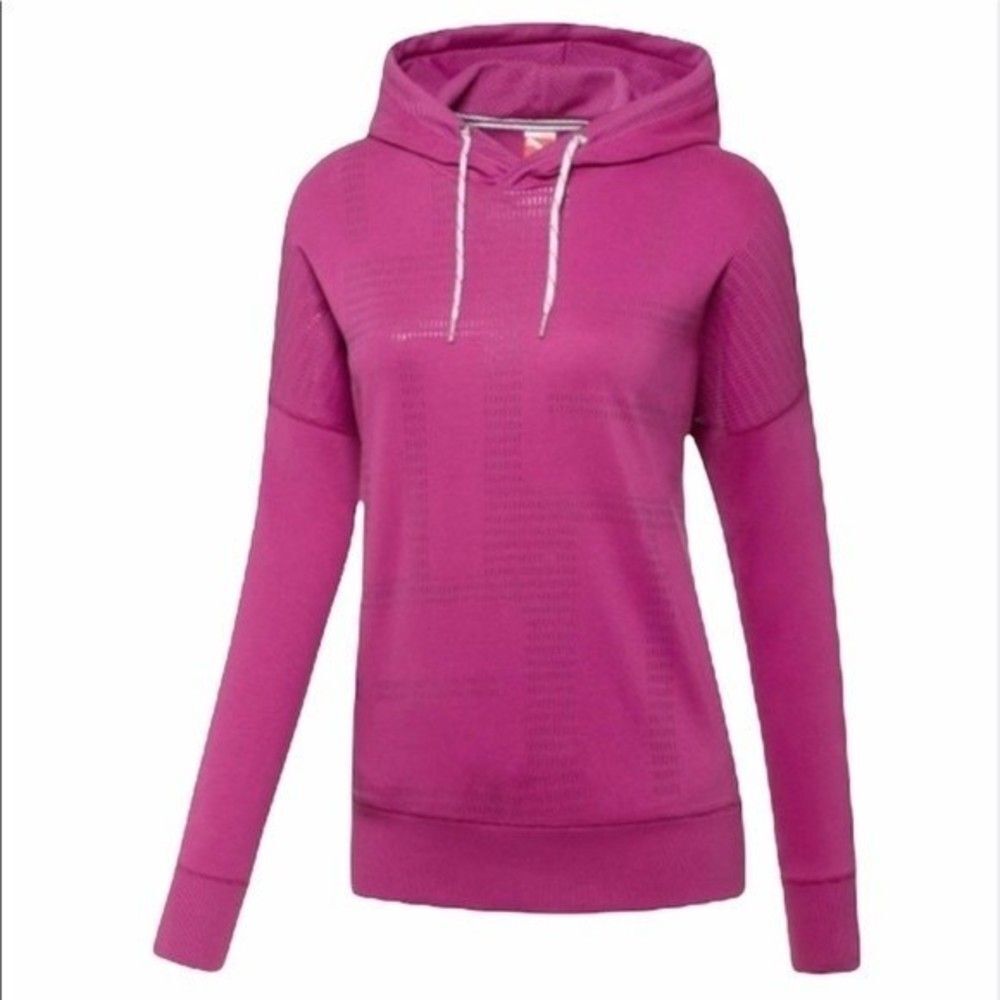 Puma Women's Pink Graphic Logo Hoodie Pullover Size Small